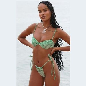 PACSUN Green "Darla" Curtain Tie Side Bikini Bottom NWT